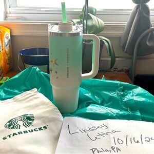 30oz Starbucks Stanley Mint Stars THAILAND! In US and ready to go! Flawless!